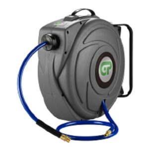 9 Mtr Compact Retractable Air Hose Reel - Grey Case & Blue Hose